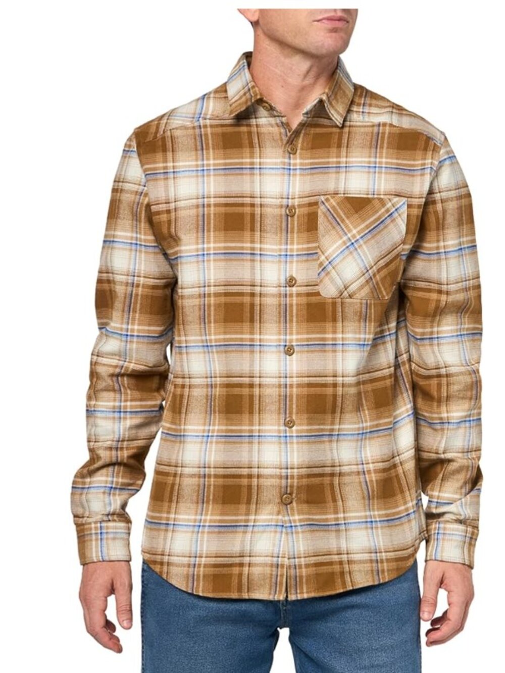 Under Armour Men's Expanse Flannel Shirt, (263) Camel/Tech Blue/Tetra Gray